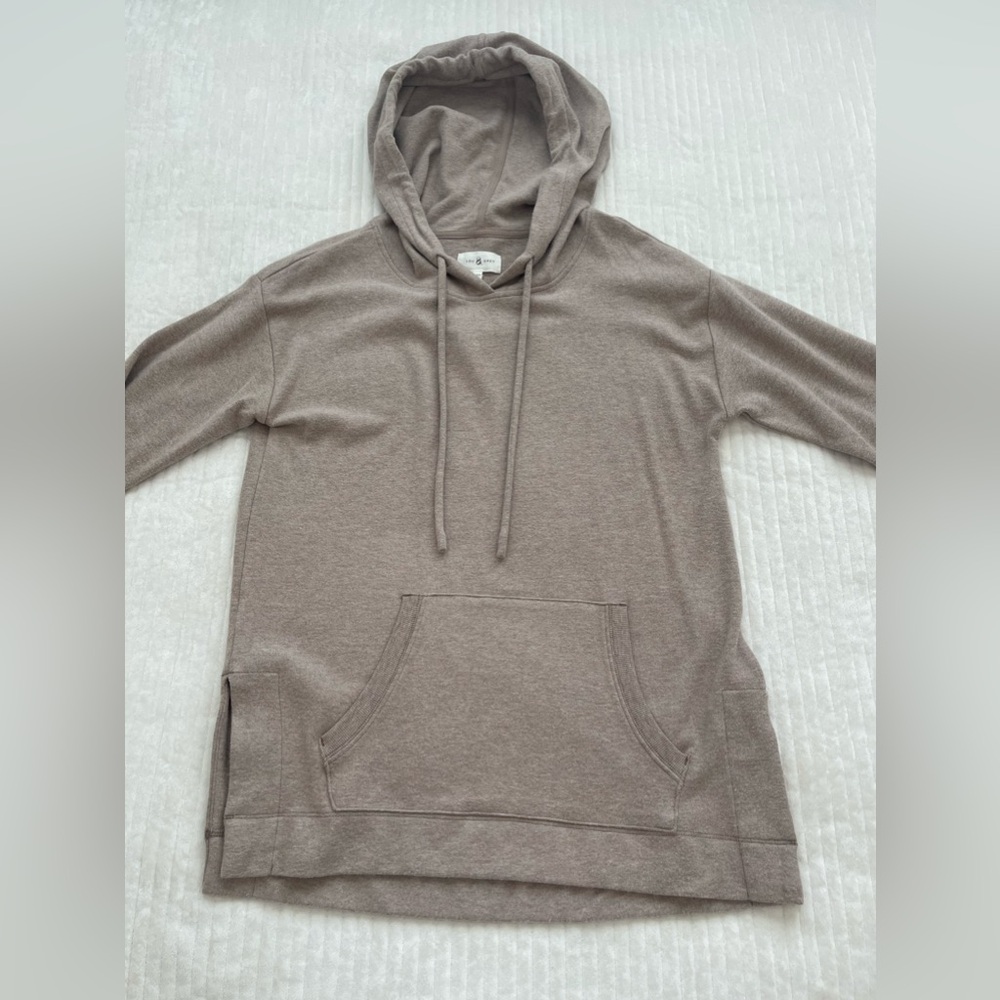 Lou Grey Lightweight Hoodie Womens XXS Beige Tan New with tags